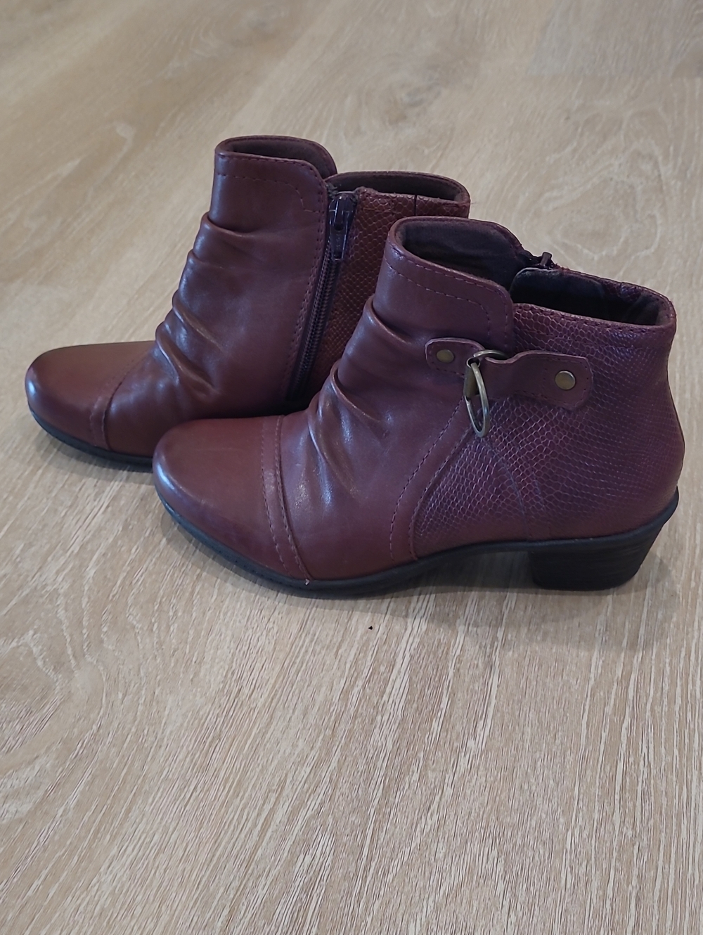 Earth Origins Burgundy Marietta Merlot Leather Ankle Boots